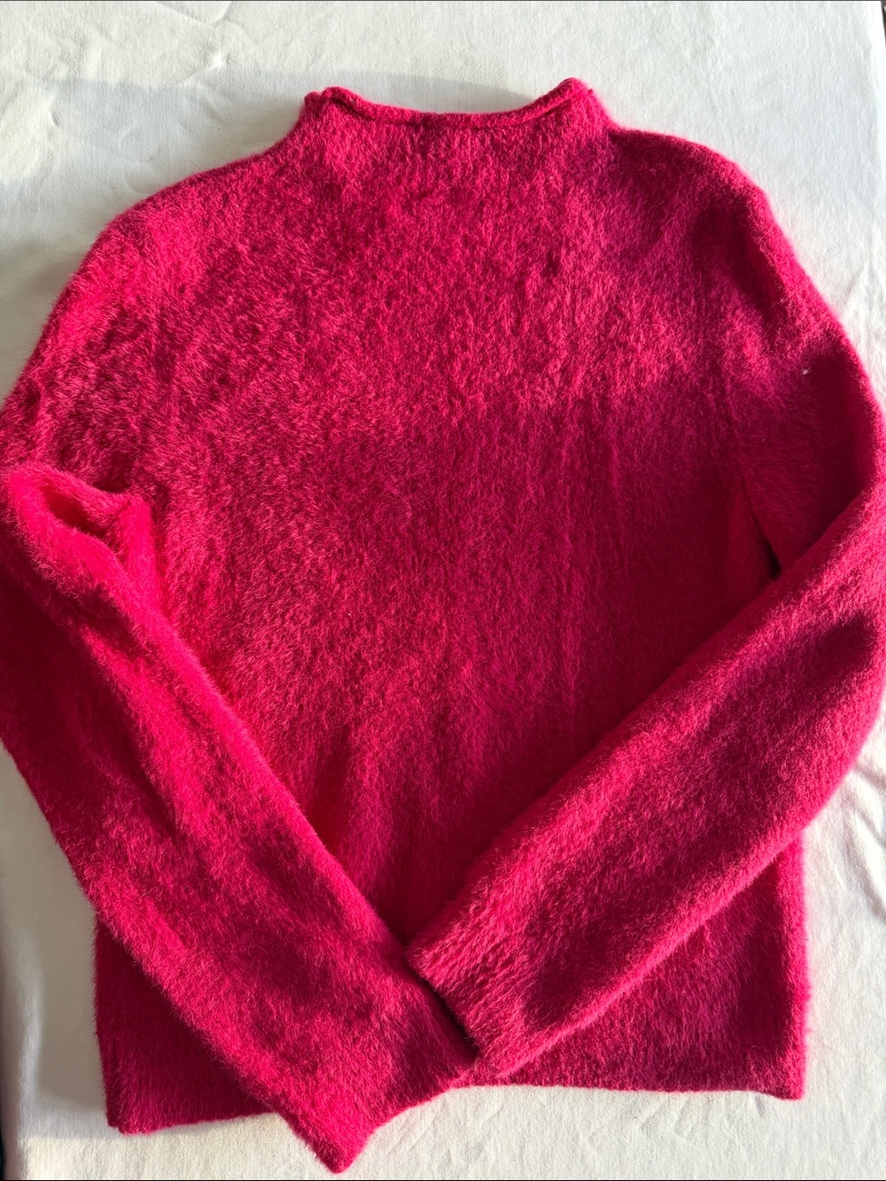 Universal Thread Fuzzy Mock Neck Sweater in Bright Pink